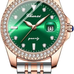 FANMIS Women's Luxury Classic Design Fashion Diamond Watch Stainless Steel Strap Business Waterproof Luminous Watch