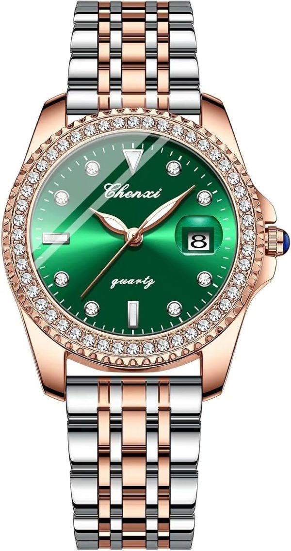 FANMIS Women's Luxury Classic Design Fashion Diamond Watch Stainless Steel Strap Business Waterproof Luminous Watch