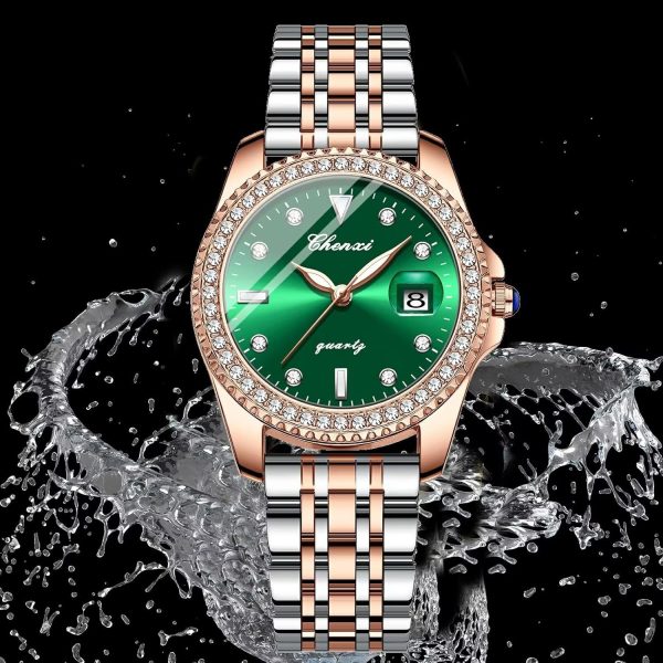 FANMIS Women's Luxury Classic Design Fashion Diamond Watch Stainless Steel Strap Business Waterproof Luminous Watch - Image 2