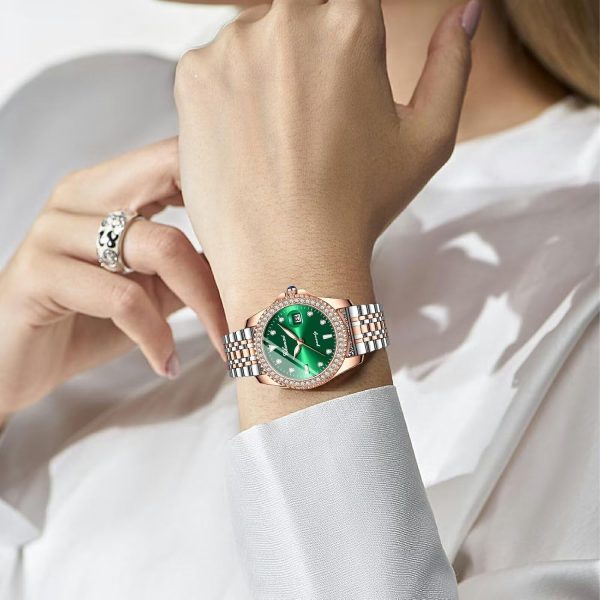 FANMIS Women's Luxury Classic Design Fashion Diamond Watch Stainless Steel Strap Business Waterproof Luminous Watch - Image 6