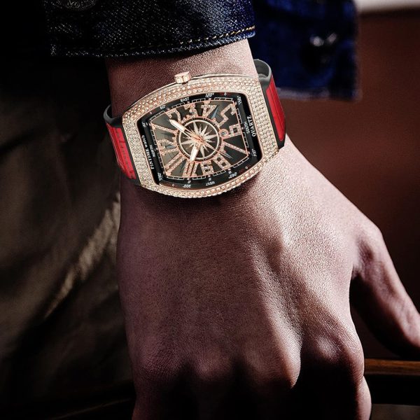 FANMIS Mens Skull Big Face Watches Rectangle Punk Diamond Dial Leather Strap Calendar Quartz Sports Wrist Watch - Image 10