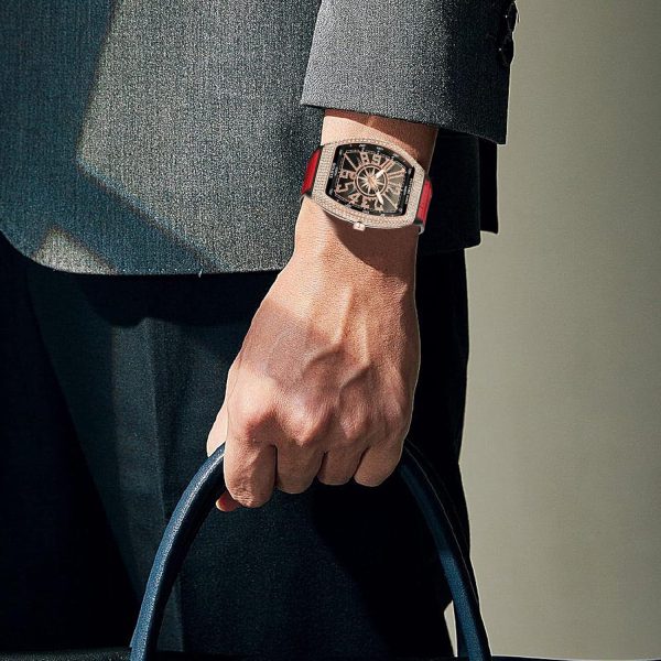 FANMIS Mens Skull Big Face Watches Rectangle Punk Diamond Dial Leather Strap Calendar Quartz Sports Wrist Watch - Image 12