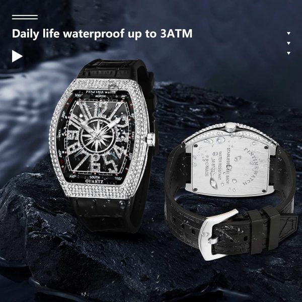FANMIS Mens Skull Big Face Watches Rectangle Punk Diamond Dial Leather Strap Calendar Quartz Sports Wrist Watch - Image 17
