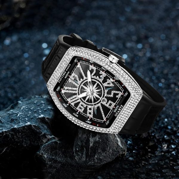 FANMIS Mens Skull Big Face Watches Rectangle Punk Diamond Dial Leather Strap Calendar Quartz Sports Wrist Watch - Image 18
