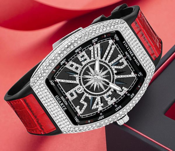 FANMIS Mens Skull Big Face Watches Rectangle Punk Diamond Dial Leather Strap Calendar Quartz Sports Wrist Watch - Image 21