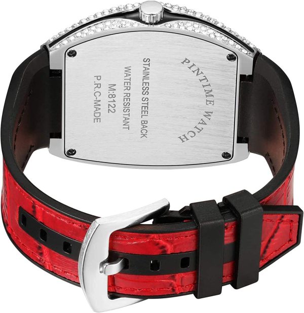 FANMIS Mens Skull Big Face Watches Rectangle Punk Diamond Dial Leather Strap Calendar Quartz Sports Wrist Watch - Image 26