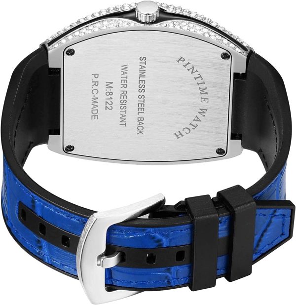 FANMIS Mens Skull Big Face Watches Rectangle Punk Diamond Dial Leather Strap Calendar Quartz Sports Wrist Watch - Image 32