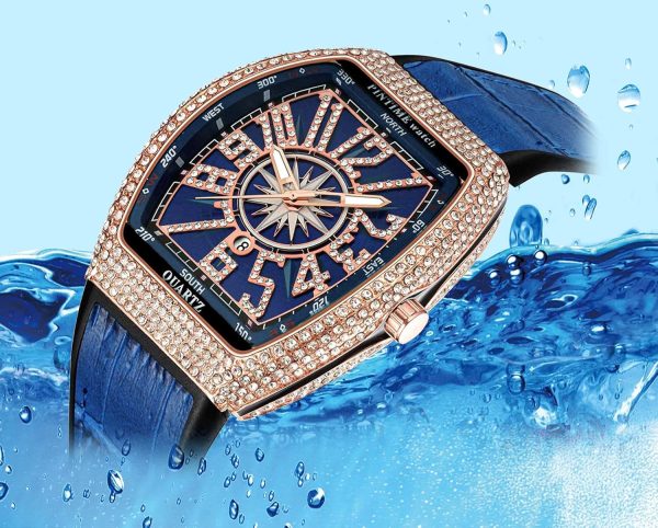 FANMIS Mens Skull Big Face Watches Rectangle Punk Diamond Dial Leather Strap Calendar Quartz Sports Wrist Watch - Image 35