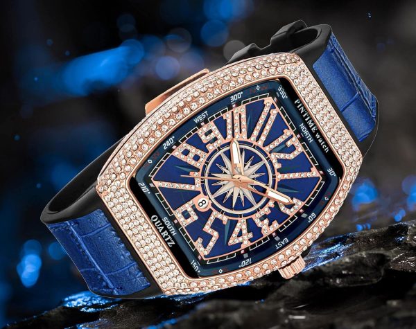 FANMIS Mens Skull Big Face Watches Rectangle Punk Diamond Dial Leather Strap Calendar Quartz Sports Wrist Watch - Image 36