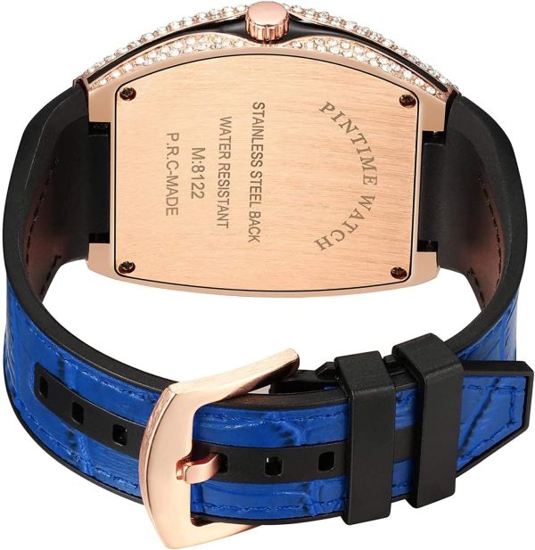 FANMIS Mens Skull Big Face Watches Rectangle Punk Diamond Dial Leather Strap Calendar Quartz Sports Wrist Watch - Image 37
