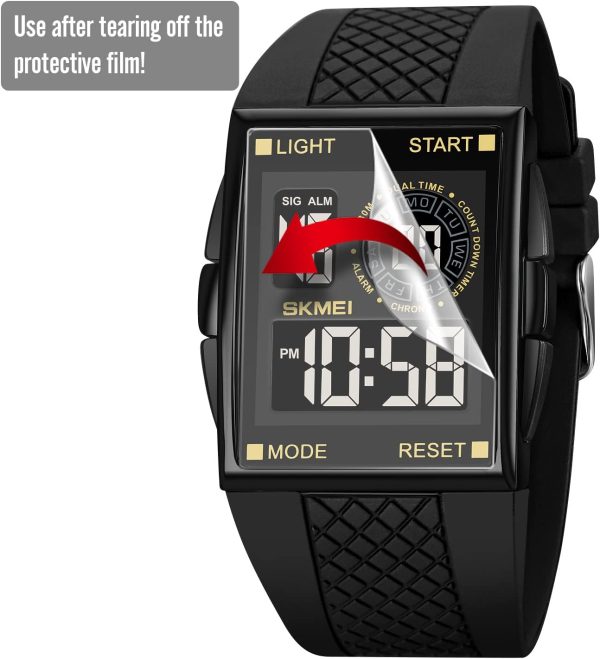 FANMIS Men's Rectangle Dial Sports Wrist Watches with 7 Colors Optional LED Backlight Multifunctional Alarm Stopwatch 12/24H Rubber Strap Watch - Image 20