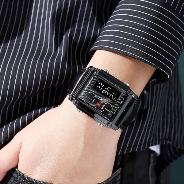 FANMIS Men's Rectangle Dial Sports Wrist Watches with 7 Colors Optional LED Backlight Multifunctional Alarm Stopwatch 12/24H Rubber Strap Watch - Image 26