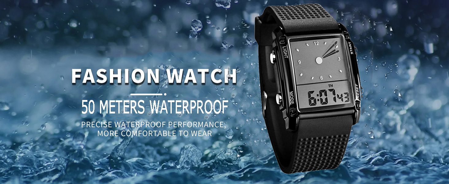  Men's Rectangle Dial Sports Wrist Watches