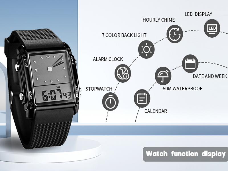  Men's Rectangle Dial Sports Wrist Watches