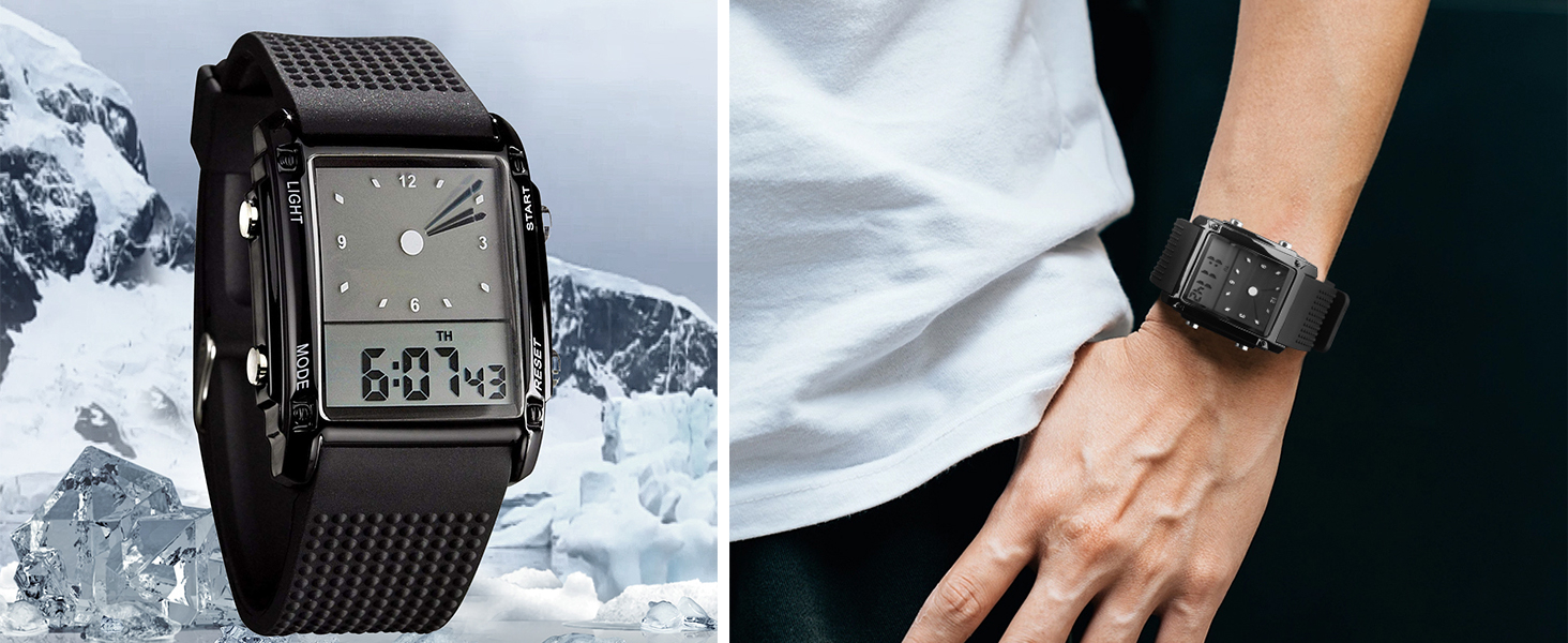  Men's Rectangle Dial Sports Wrist Watches