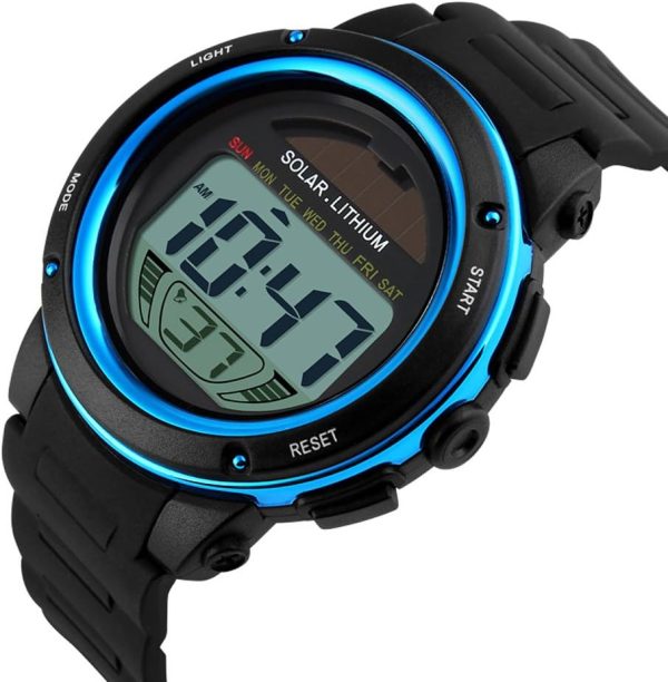 FANMIS Multi Function Alarm Sports Watches Stopwatch Digital LED Quartz Watch Solar Power Black Outdoor Sports Watches - Image 2