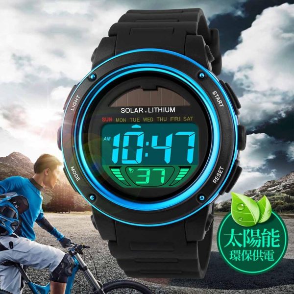 FANMIS Multi Function Alarm Sports Watches Stopwatch Digital LED Quartz Watch Solar Power Black Outdoor Sports Watches - Image 3