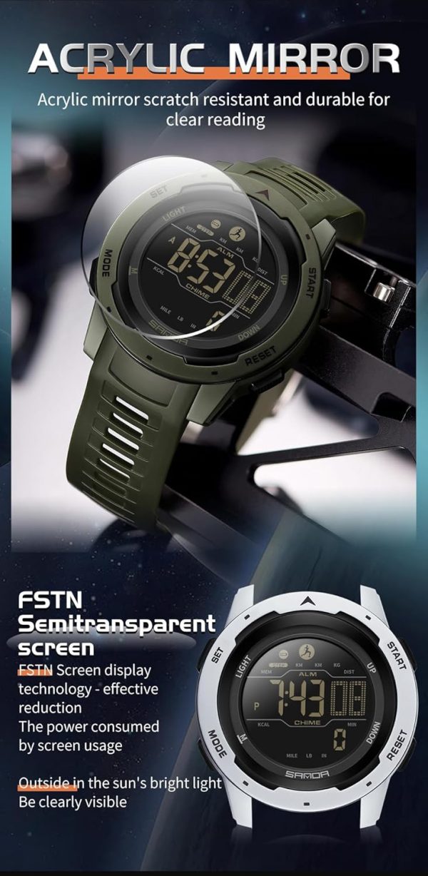 FANMIS Unisex Pedometer Watches Military Multifunctional 50M Waterproof Digital Outdoor Sports Watch - Image 6