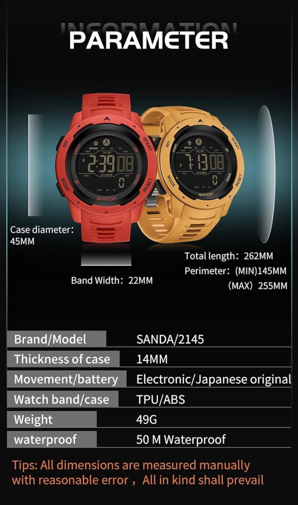 FANMIS Unisex Pedometer Watches Military Multifunctional 50M Waterproof Digital Outdoor Sports Watch - Image 19