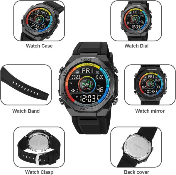 FANMIS Unisex Pedometer Watches Military Multifunctional 50M Waterproof Digital Outdoor Sports Watch - Image 25