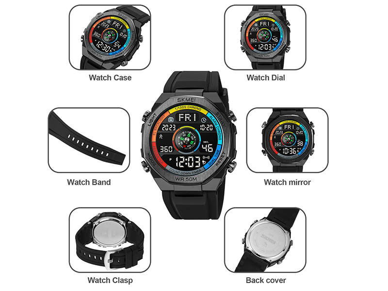 FANMIS Unisex Pedometer Watches Military Multifunctional 