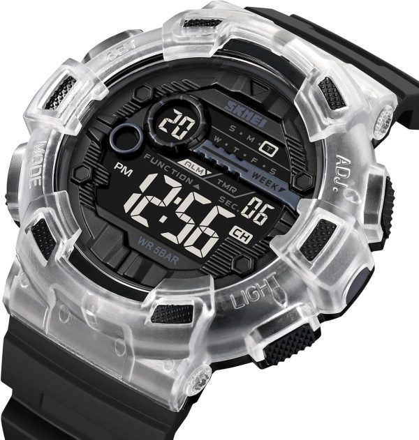 FANMIS Mens Digital LED Sports Watch Military Multifunction Dual Time Alarm Countdown Stopwatch 12H/24H Time Backlight 164FT 50M Waterproof Calendar Month Day Date Watch - Image 2