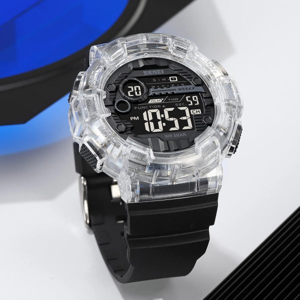 FANMIS Mens Digital LED Sports Watch Military Multifunction Dual Time Alarm Countdown Stopwatch 12H/24H Time Backlight 164FT 50M Waterproof Calendar Month Day Date Watch - Image 3