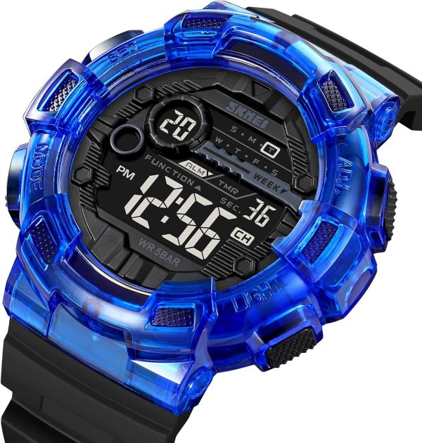 FANMIS Mens Digital LED Sports Watch Military Multifunction Dual Time Alarm Countdown Stopwatch 12H/24H Time Backlight 164FT 50M Waterproof Calendar Month Day Date Watch - Image 21