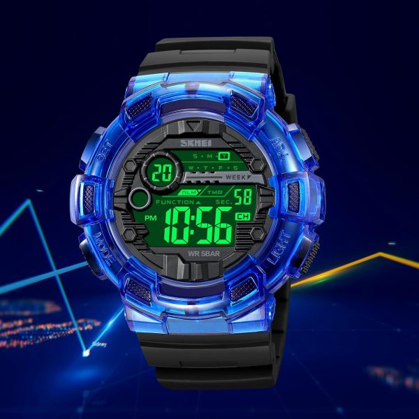 FANMIS Mens Digital LED Sports Watch Military Multifunction Dual Time Alarm Countdown Stopwatch 12H/24H Time Backlight 164FT 50M Waterproof Calendar Month Day Date Watch - Image 22