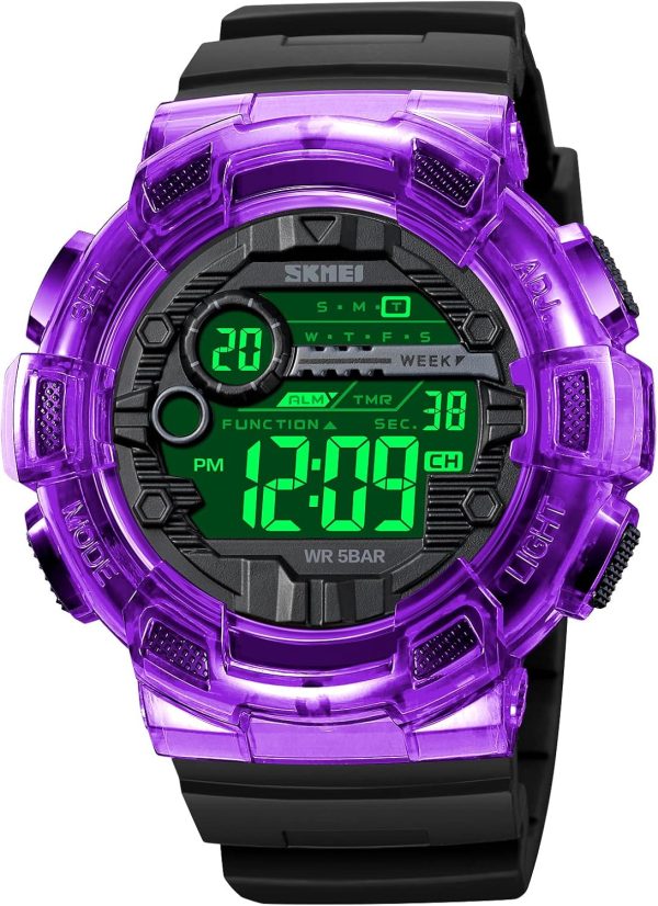 FANMIS Mens Digital LED Sports Watch Military Multifunction Dual Time Alarm Countdown Stopwatch 12H/24H Time Backlight 164FT 50M Waterproof Calendar Month Day Date Watch - Image 26