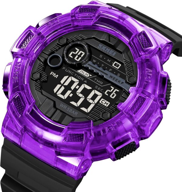 FANMIS Mens Digital LED Sports Watch Military Multifunction Dual Time Alarm Countdown Stopwatch 12H/24H Time Backlight 164FT 50M Waterproof Calendar Month Day Date Watch - Image 27