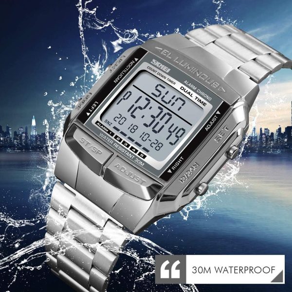 FANMIS Unisex Luxury Digital Watches Multifunctional Stopwatch Countdown Alarm Backlight Water Resistant Watch - Image 3