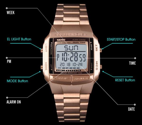 FANMIS Unisex Luxury Digital Watches Multifunctional Stopwatch Countdown Alarm Backlight Water Resistant Watch - Image 20