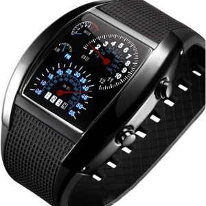 FANMIS Men's Digital Fashion Cobra LED Watches Silicone Iron Triangle Dial Sports Wrist Watch