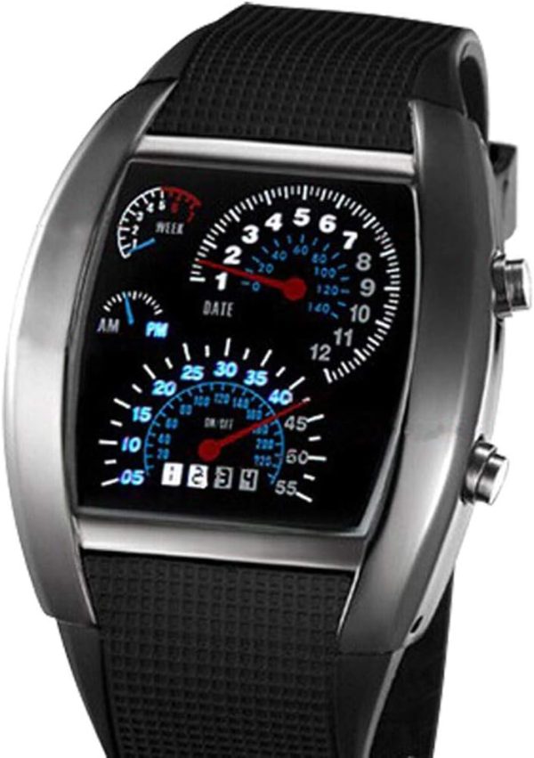 FANMIS Men's Digital Fashion Cobra LED Watches Silicone Iron Triangle Dial Sports Wrist Watch - Image 2
