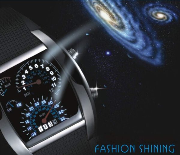 FANMIS Men's Digital Fashion Cobra LED Watches Silicone Iron Triangle Dial Sports Wrist Watch - Image 4