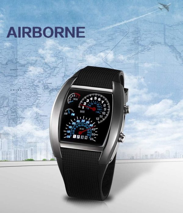 FANMIS Men's Digital Fashion Cobra LED Watches Silicone Iron Triangle Dial Sports Wrist Watch - Image 6