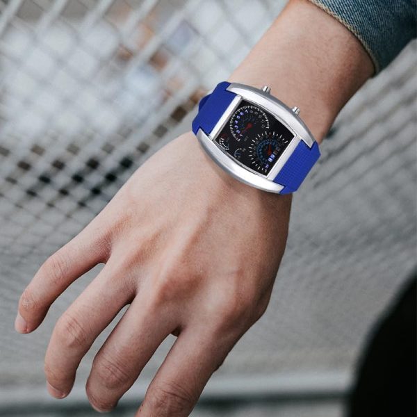 FANMIS Men's Digital Fashion Cobra LED Watches Silicone Iron Triangle Dial Sports Wrist Watch - Image 28