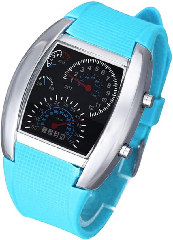 FANMIS Men's Digital Fashion Cobra LED Watches Silicone Iron Triangle Dial Sports Wrist Watch - Image 29