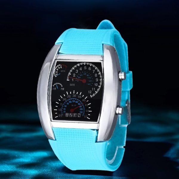 FANMIS Men's Digital Fashion Cobra LED Watches Silicone Iron Triangle Dial Sports Wrist Watch - Image 30