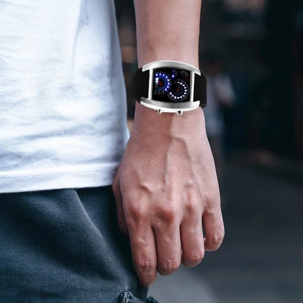 FANMIS Men's Digital Fashion Cobra LED Watches Silicone Iron Triangle Dial Sports Wrist Watch - Image 34