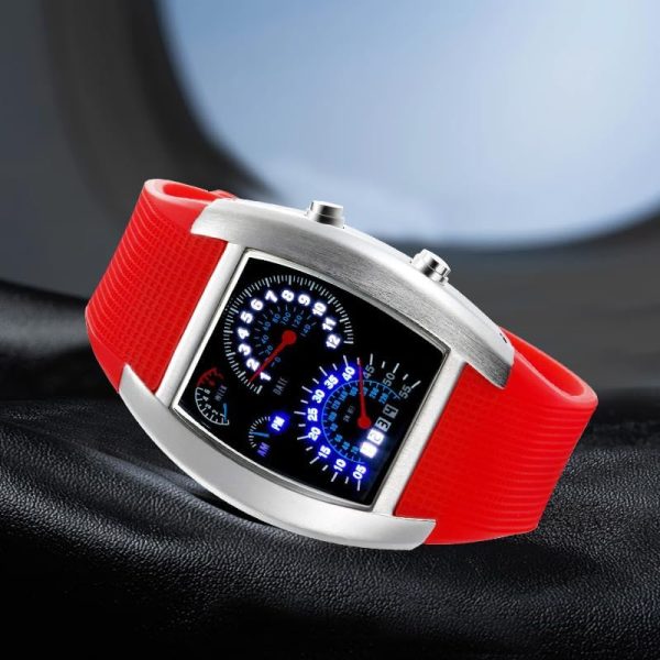 FANMIS Men's Digital Fashion Cobra LED Watches Silicone Iron Triangle Dial Sports Wrist Watch - Image 37
