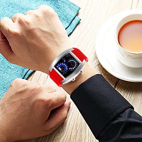 FANMIS Men's Digital Fashion Cobra LED Watches Silicone Iron Triangle Dial Sports Wrist Watch - Image 41