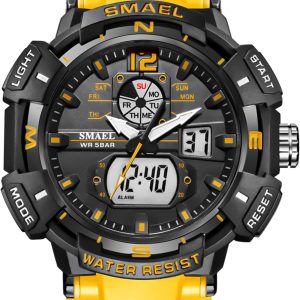 FANMIS Mens Analog Digital Sports Watch Large Face Outdoor Sports Waterproof Military Wrist Watches with Date Multifunction Tactics LED Army Watch Backlight Stopwatch (Black)