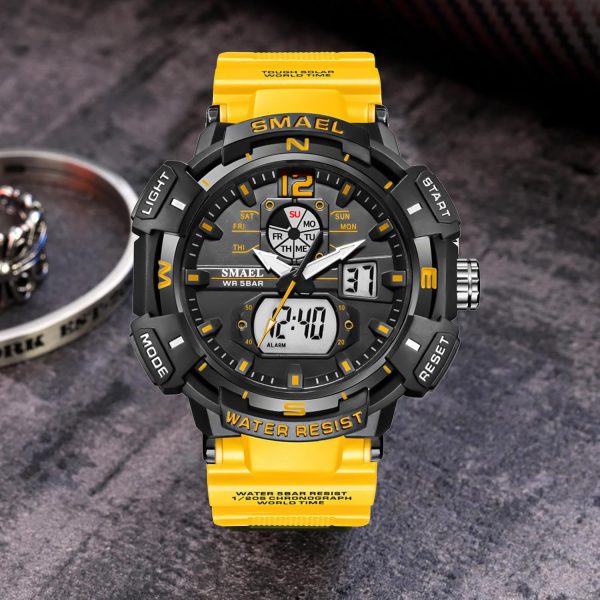 FANMIS Mens Analog Digital Sports Watch Large Face Outdoor Sports Waterproof Military Wrist Watches with Date Multifunction Tactics LED Army Watch Backlight Stopwatch (Black) - Image 2