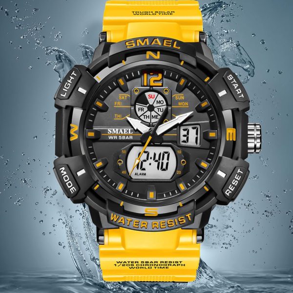 FANMIS Mens Analog Digital Sports Watch Large Face Outdoor Sports Waterproof Military Wrist Watches with Date Multifunction Tactics LED Army Watch Backlight Stopwatch (Black) - Image 4