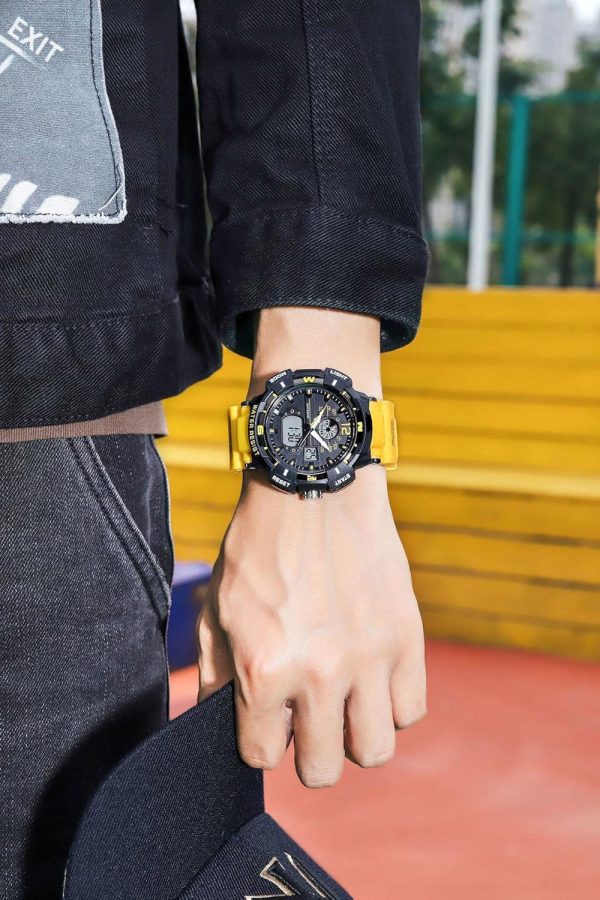 FANMIS Mens Analog Digital Sports Watch Large Face Outdoor Sports Waterproof Military Wrist Watches with Date Multifunction Tactics LED Army Watch Backlight Stopwatch (Black) - Image 5