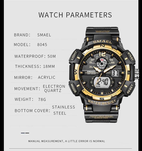 FANMIS Mens Analog Digital Sports Watch Large Face Outdoor Sports Waterproof Military Wrist Watches with Date Multifunction Tactics LED Army Watch Backlight Stopwatch (Black) - Image 7