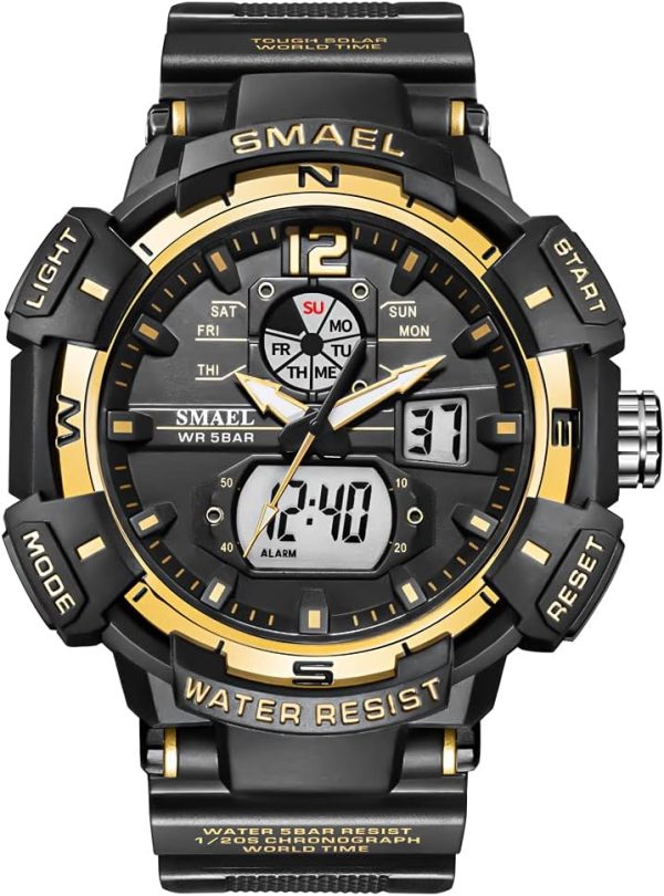 FANMIS Mens Analog Digital Sports Watch Large Face Outdoor Sports Waterproof Military Wrist Watches with Date Multifunction Tactics LED Army Watch Backlight Stopwatch (Black) - Image 8