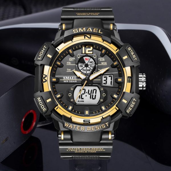 FANMIS Mens Analog Digital Sports Watch Large Face Outdoor Sports Waterproof Military Wrist Watches with Date Multifunction Tactics LED Army Watch Backlight Stopwatch (Black) - Image 9